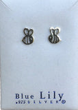 Cute Bee Sterling Silver Stud Earrings