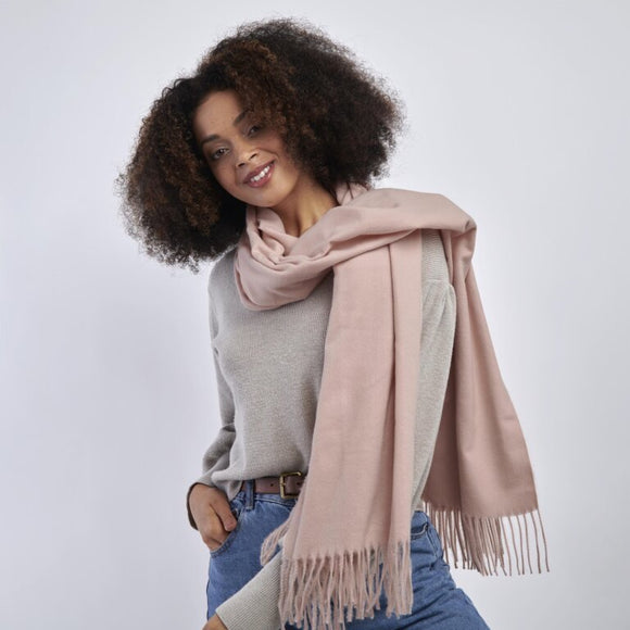 Thick Plain Scarf - Pale Pink