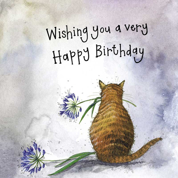 Sunshine Agapanthus Cat Birthday Card