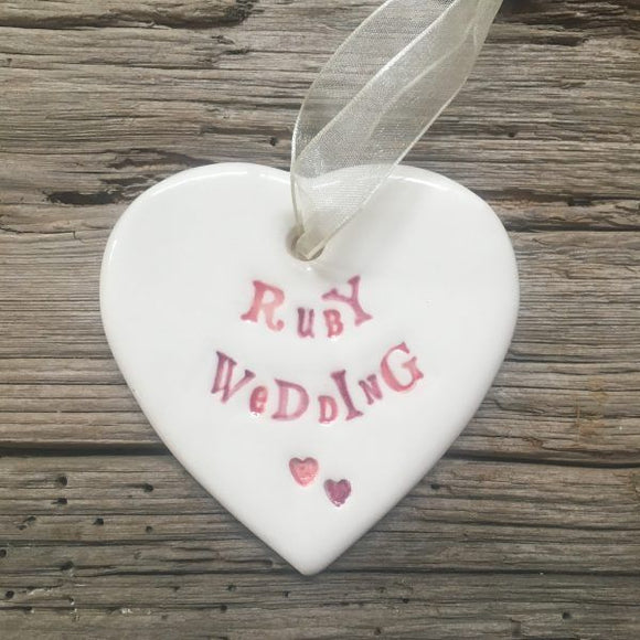 Ruby Wedding Anniversary Ceramic Heart