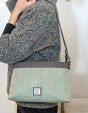 Harris Tweed Large Shoulder Bag, Turquoise Herringbone