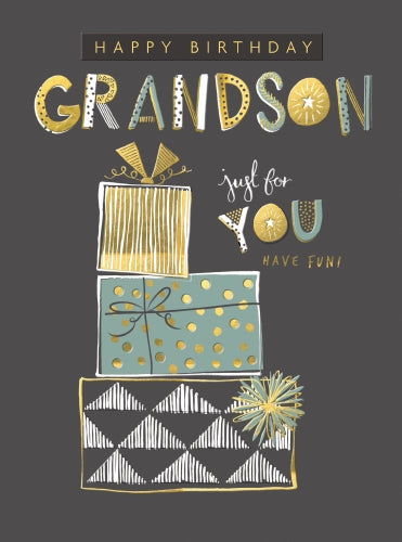 Card: Happy Birthday Grandson, Presents