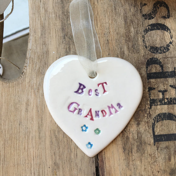 Best Grandma Ceramic Heart