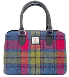 Top Handle Bag, Blue/Pink Check