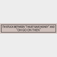 I'm Stuck Between " I Must Save Money" And "Oh Go On Then"