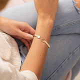 Riviera Mother Of Pearl Hammered Bangle