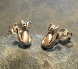 Sitting Cat Sterling Silver Earrings, 7mm