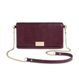 Celine Faux Croc Crossbody Foldover - Burgundy