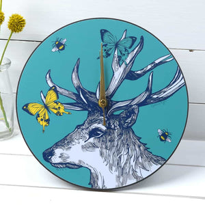Stag, Butterflies & Bees Wall Clock
