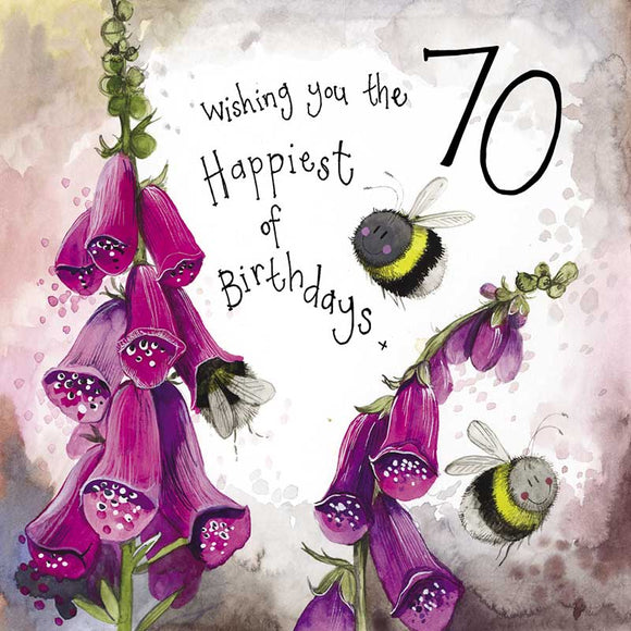 Sunshine 70th Bee Birthday Card