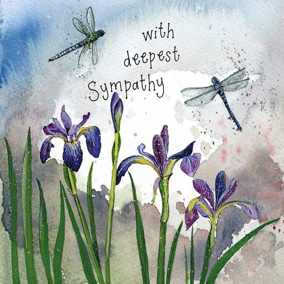 Sympathy Dragonflies and Iris Card