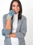 Blue Ladies Gloves with Buttons