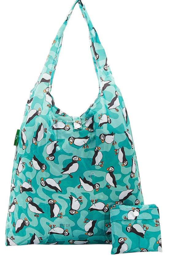 Eco Chic Foldable Shopper Teal Puffin