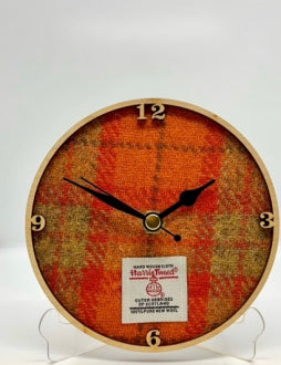Small Harris Tweed Clock, Orange/Black