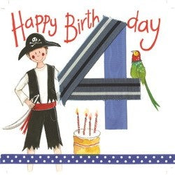 Four for a Boy Pirate 4th Birthday Card