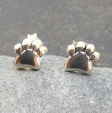 Sterling Silver Dogs Paw Earrings, 6mm