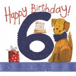Boy Dog 6th Birthday Card