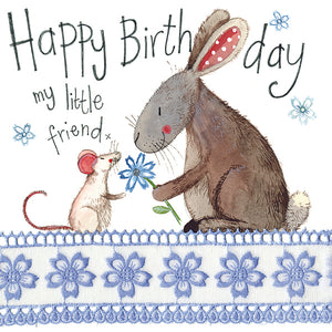 Little Friend, Rabbit & Mouse Birthday Card