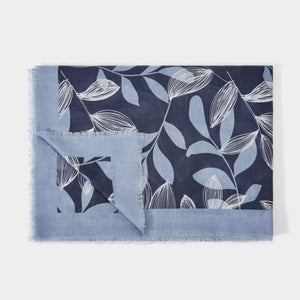 Blue Leaf Vine Scarf Navy