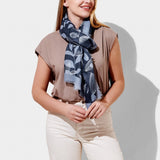 Blue Leaf Vine Scarf Navy