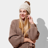 Light Taupe Chunky Knitted Hat