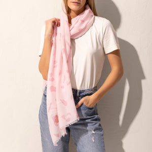 Leopard Print Scarf, Pink/Dusty Pink/Gold